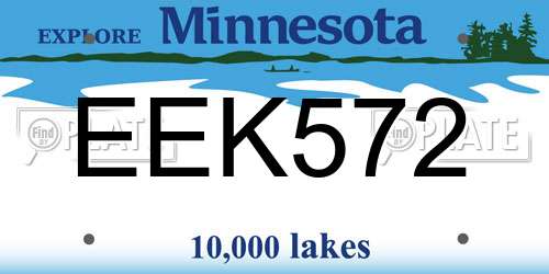 EEK572 Minnesota License Plate
