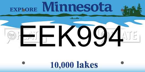 EEK994 Minnesota License Plate