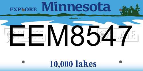 EEM8547 Minnesota License Plate