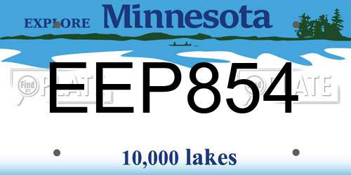 EEP854 Minnesota License Plate