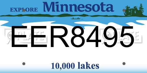 EER8495 Minnesota License Plate