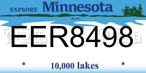 EER8498 Minnesota License Plate