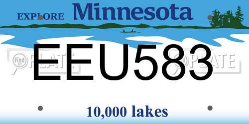EEU583 Minnesota License Plate