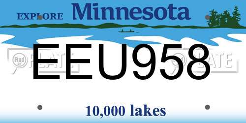 EEU958 Minnesota License Plate