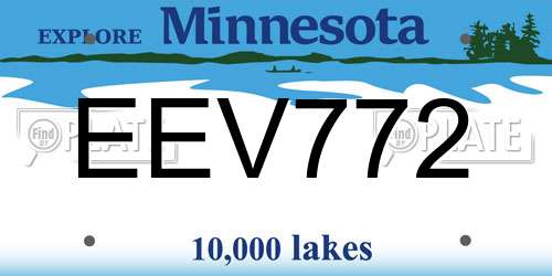 EEV772 Minnesota License Plate