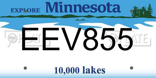 EEV855 Minnesota License Plate