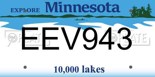 EEV943 Minnesota License Plate