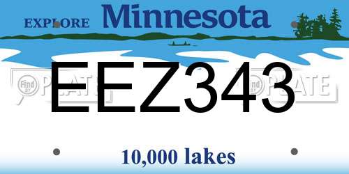 EEZ343 Minnesota License Plate