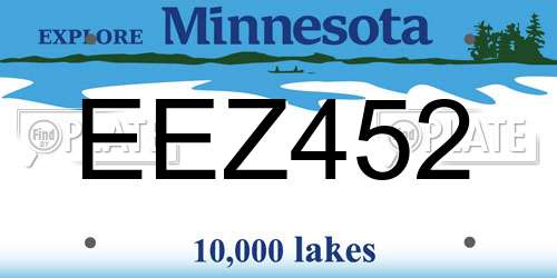 EEZ452 Minnesota License Plate
