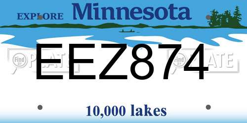 EEZ874 Minnesota License Plate