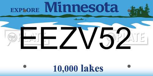 EEZV52 Minnesota License Plate