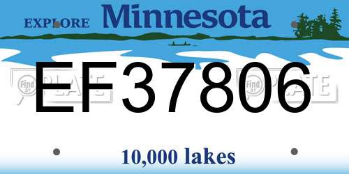 EF37806 Minnesota License Plate
