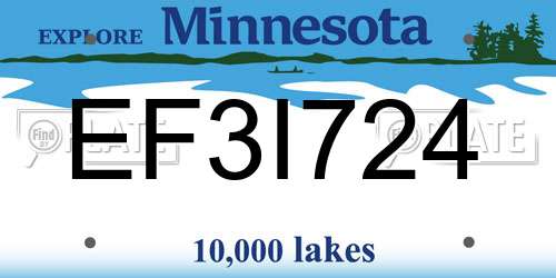 EF3I724 Minnesota License Plate