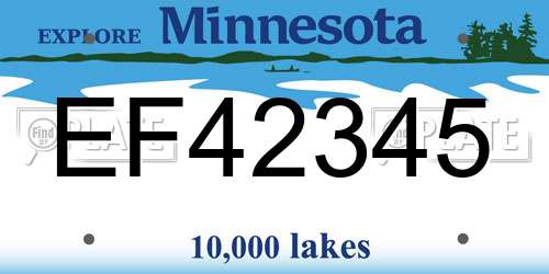 EF42345 Minnesota License Plate
