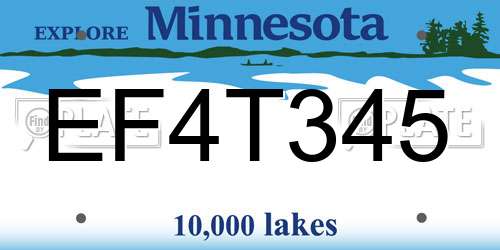 EF4T345 Minnesota License Plate