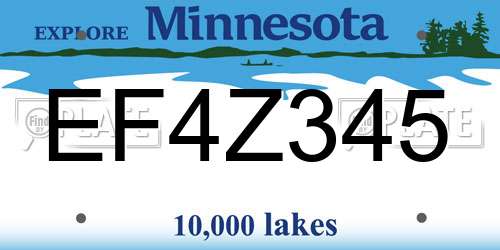 EF4Z345 Minnesota License Plate