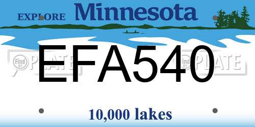 EFA540 Minnesota License Plate