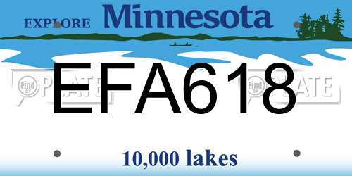 EFA618 Minnesota License Plate