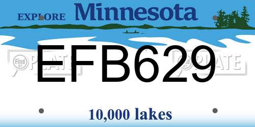 EFB629 Minnesota License Plate