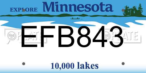 EFB843 Minnesota License Plate
