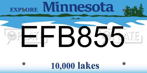 EFB855 Minnesota License Plate