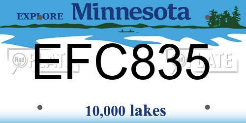 EFC835 Minnesota License Plate