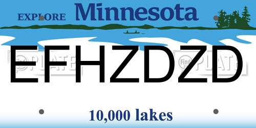 EFHZDZD Minnesota License Plate