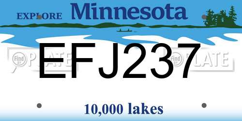 EFJ237 Minnesota License Plate