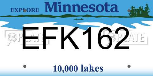 EFK162 Minnesota License Plate