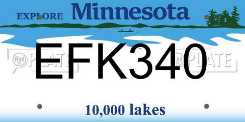 EFK340 Minnesota License Plate