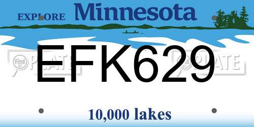 EFK629 Minnesota License Plate
