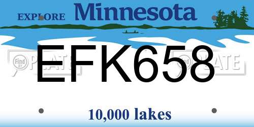 EFK658 Minnesota License Plate