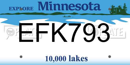 EFK793 Minnesota License Plate