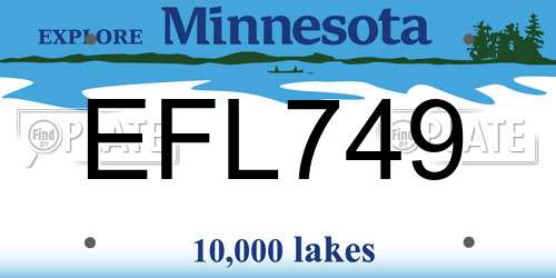 EFL749 Minnesota License Plate