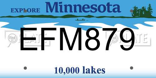 EFM879 Minnesota License Plate