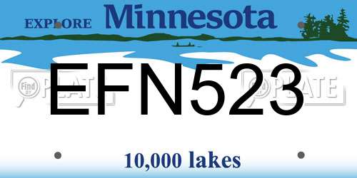 EFN523 Minnesota License Plate