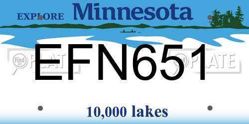 EFN651 Minnesota License Plate