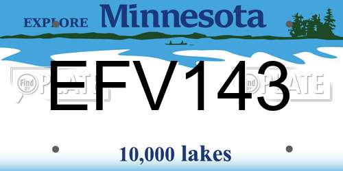 EFV143 Minnesota License Plate