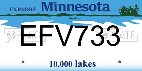 EFV733 Minnesota License Plate