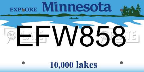 EFW858 Minnesota License Plate