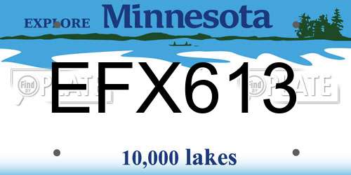 EFX613 Minnesota License Plate