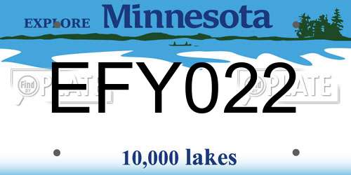 EFY022 Minnesota License Plate