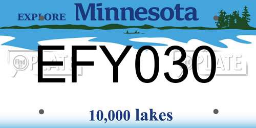 EFY030 Minnesota License Plate
