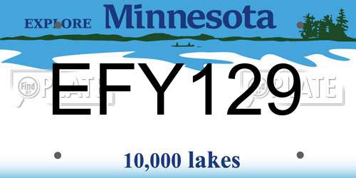 EFY129 Minnesota License Plate