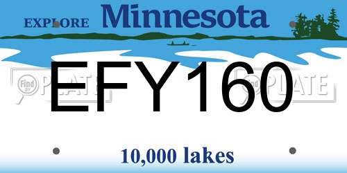 EFY160 Minnesota License Plate