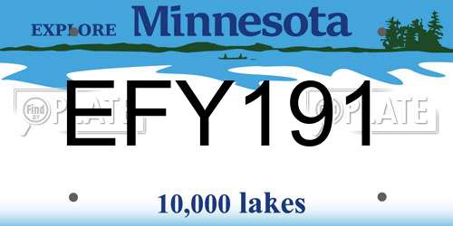 EFY191 Minnesota License Plate