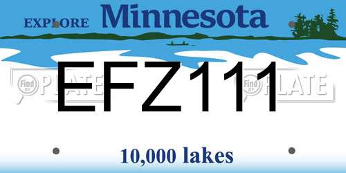 EFZ111 Minnesota License Plate