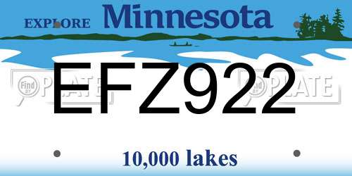 EFZ922 Minnesota License Plate