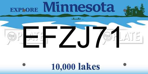 EFZJ71 Minnesota License Plate
