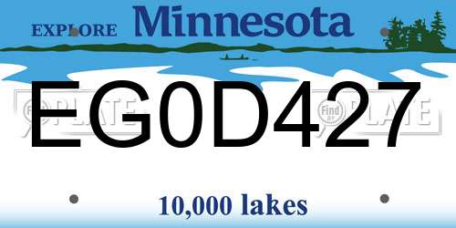 EG0D427 Minnesota License Plate